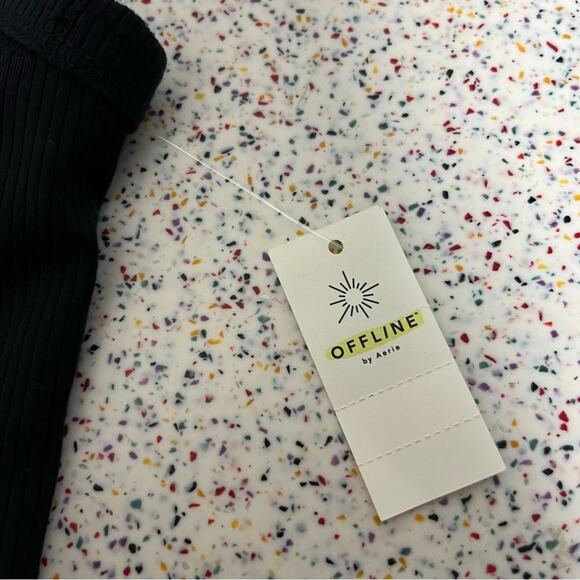 NWT Aerie OFFLINE Ribbed Tank Top Black Modal Women’s Size L - Picture 3 of 8